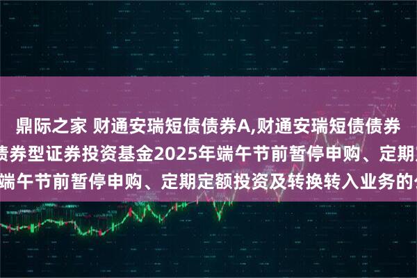 鼎际之家 财通安瑞短债债券A,财通安瑞短债债券C: 关于财通安瑞短债债券型证券投资基金2025年端午节前暂停申购、定期定额投资及转换转入业务的公告