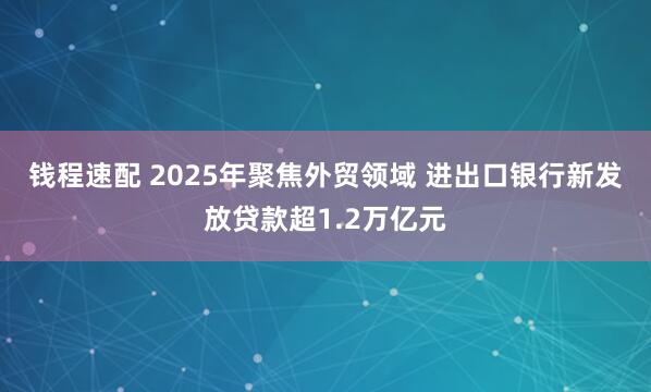 钱程速配 2025年聚焦外贸领域 进出口银行新发放贷款超1.2万亿元