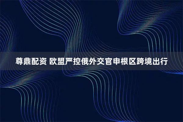 尊鼎配资 欧盟严控俄外交官申根区跨境出行
